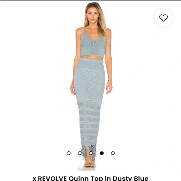 House of Harlow 1960 X Revolve Dusty Blue Crochet Maxi Skirt Set NWOT - Picture 9 of 9